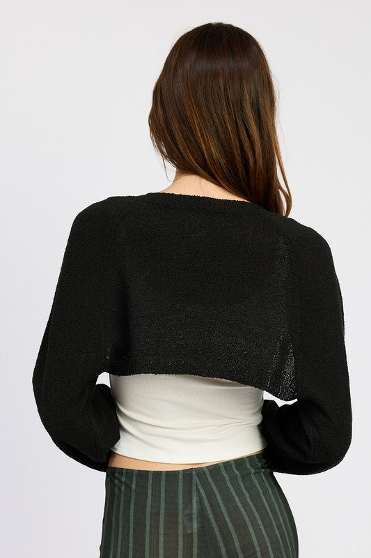 BLOUSON SLEEVE BOLERO-Charmful Clothing Boutique