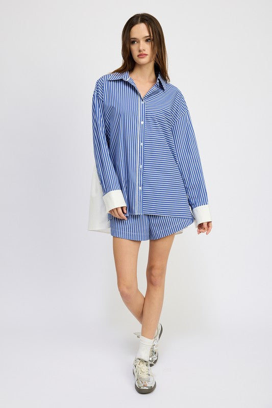 OVERSIZED STRIPED SHIRT-Charmful Clothing Boutique