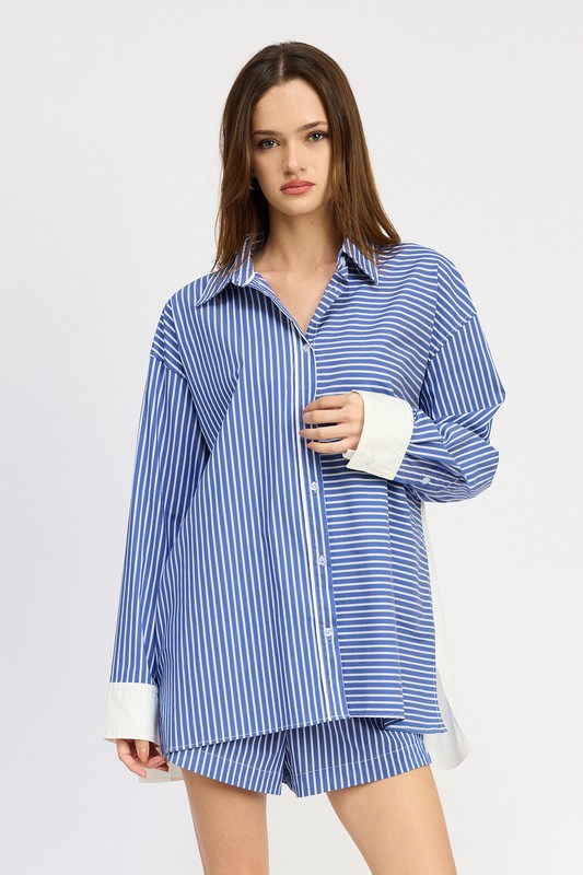 OVERSIZED STRIPED SHIRT-Charmful Clothing Boutique