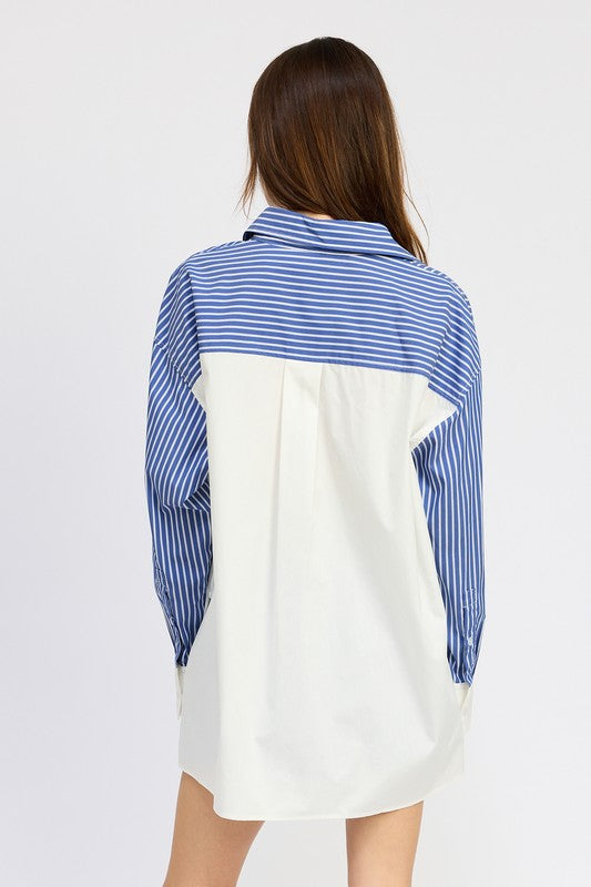 OVERSIZED STRIPED SHIRT-Charmful Clothing Boutique