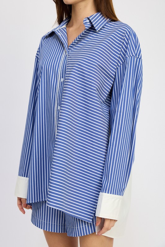 OVERSIZED STRIPED SHIRT-Charmful Clothing Boutique