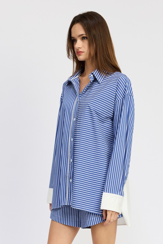 OVERSIZED STRIPED SHIRT-Charmful Clothing Boutique