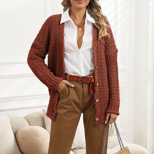 chunky cable knit oversize cardigan-Charmful Clothing Boutique