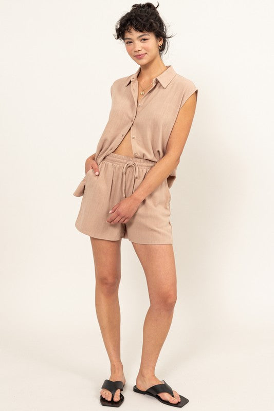 Linen Shirt and Shorts Set-Charmful Clothing Boutique