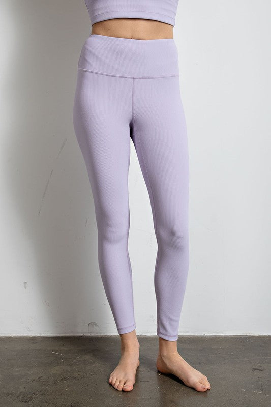 Nylon Rib Yoga Leggings-Charmful Clothing Boutique