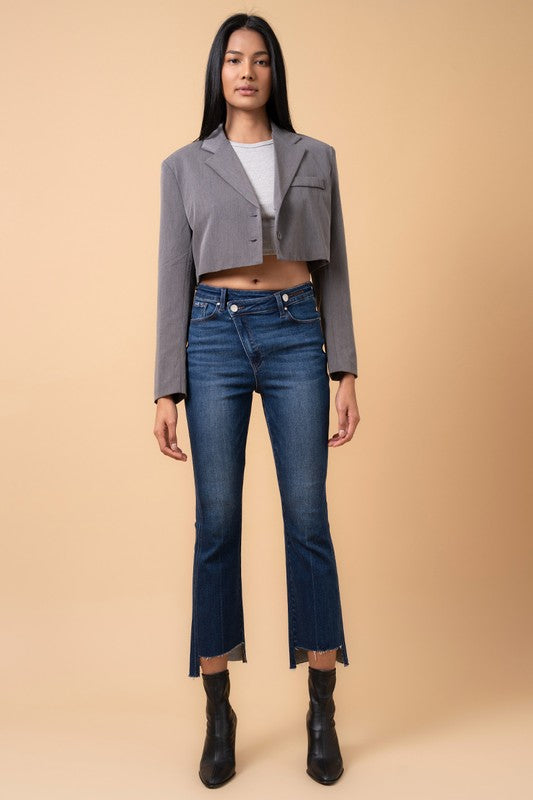 CROSSOVER STEP HEM CROP BOOT-Charmful Clothing Boutique