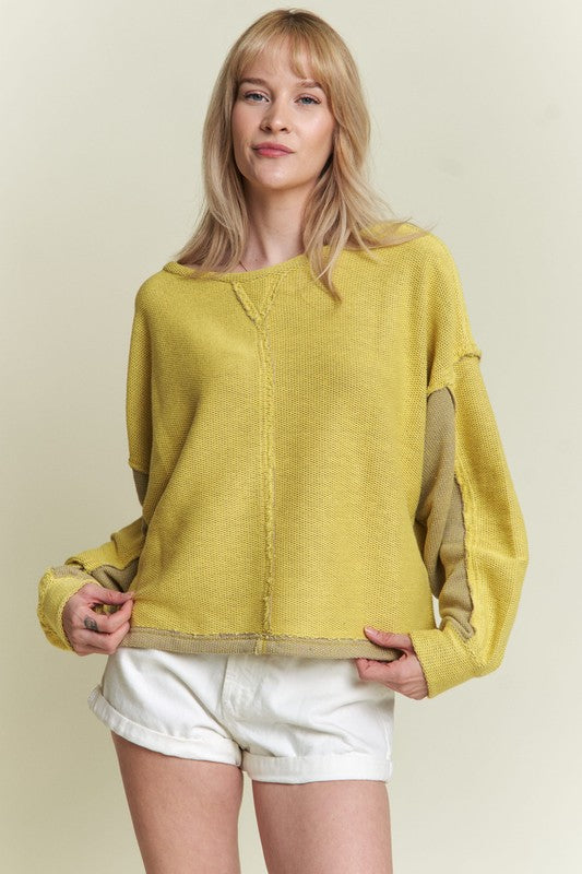 LONG DOLMAN SLEEVE ROUND NECK CASUAL KNIT SWEATER-Charmful Clothing Boutique