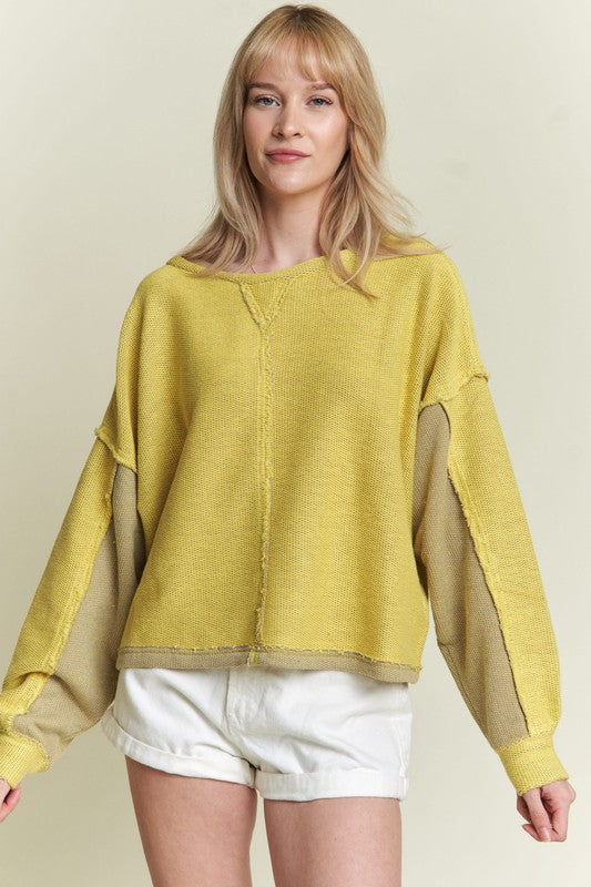 LONG DOLMAN SLEEVE ROUND NECK CASUAL KNIT SWEATER-Charmful Clothing Boutique