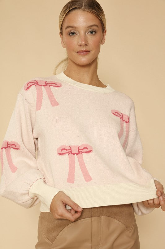 Bow knit sweater-Charmful Clothing Boutique