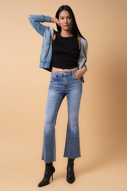 MID RISE CROP FLARE-Charmful Clothing Boutique