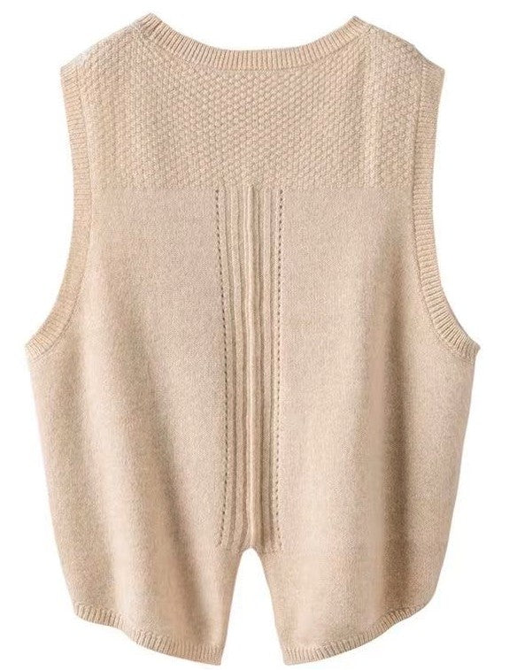 Cable Knit Slit Sweater Vest-Charmful Clothing Boutique