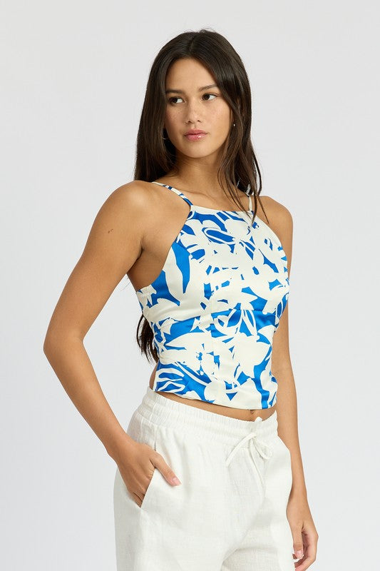 LACE UP BACK HALTER NECK TOP-Charmful Clothing Boutique