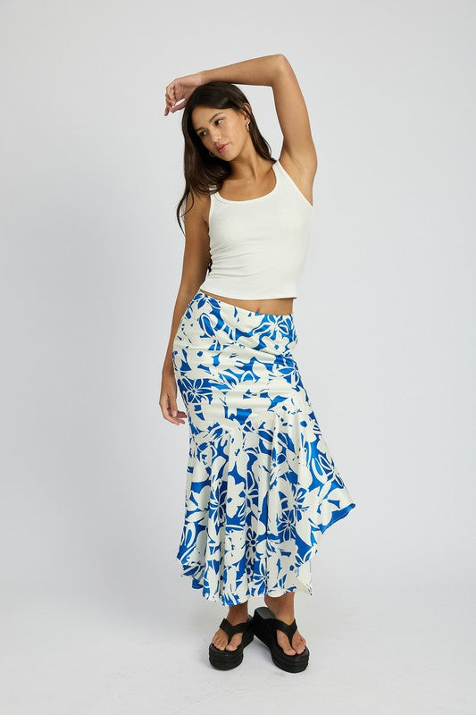 ASYMMETRICAL RUFFLE HEM SKIRT-Charmful Clothing Boutique