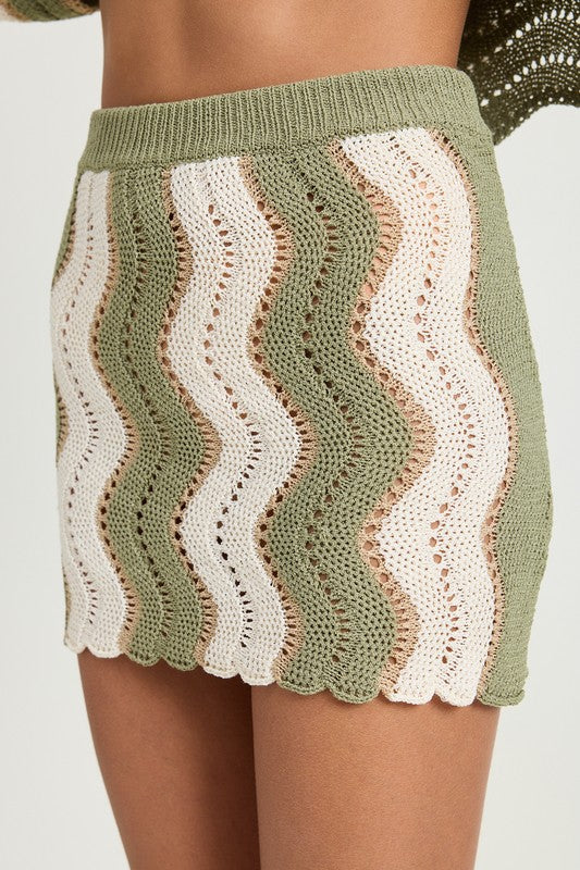 CROCHET MINI SKIRT WITH ELASTIC WAISTBAND-Charmful Clothing Boutique