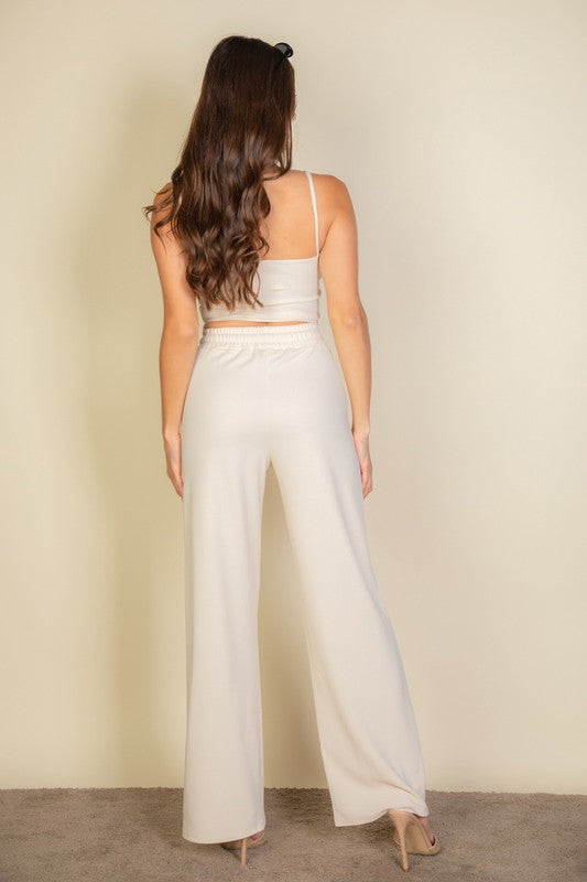 Bustier Cami Top & Slant Straight Pants-Charmful Clothing Boutique