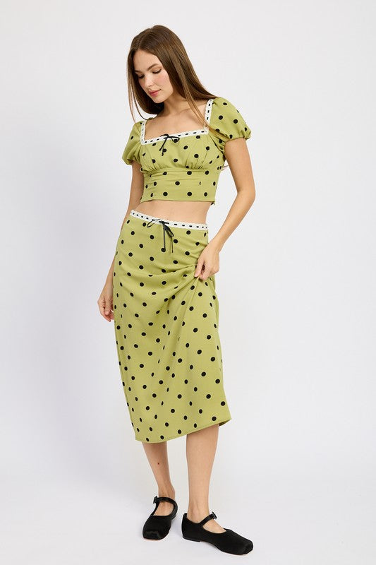 POLKA DOT TOP WITH LACE TRIM-Charmful Clothing Boutique