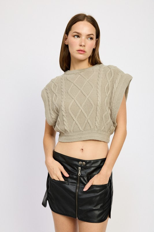 CABLE KNIT VEST TOP-Charmful Clothing Boutique