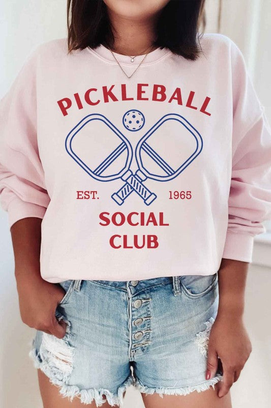 PICKLEBALL SOCIAL CLUB GRAPHIC SWEATSHIRT-Charmful Clothing Boutique