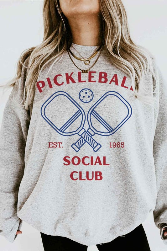 PICKLEBALL SOCIAL CLUB GRAPHIC SWEATSHIRT-Charmful Clothing Boutique