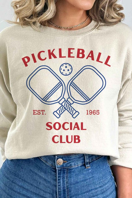 PICKLEBALL SOCIAL CLUB GRAPHIC SWEATSHIRT-Charmful Clothing Boutique