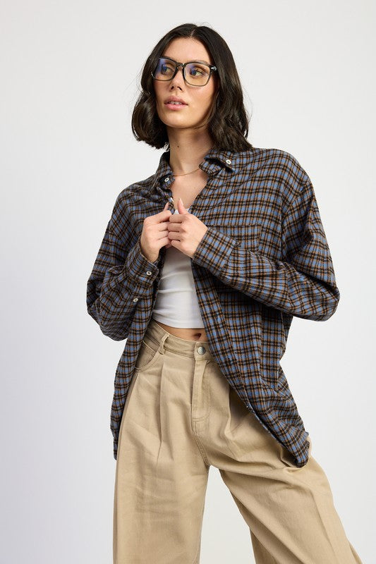 OVERSIZED PLAID SHIRT-Charmful Clothing Boutique