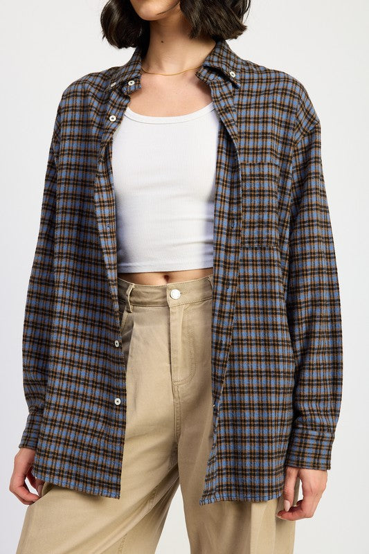 OVERSIZED PLAID SHIRT-Charmful Clothing Boutique