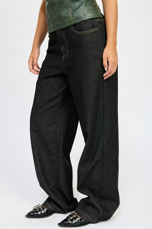 FLEECE LINED DENIM PANTS-Charmful Clothing Boutique