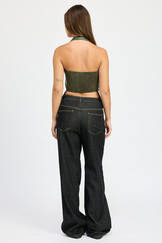 FLEECE LINED DENIM PANTS-Charmful Clothing Boutique