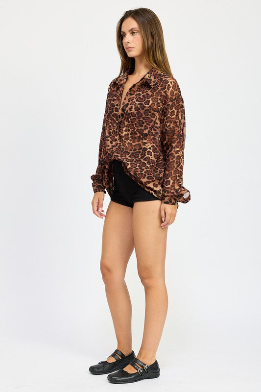 ANIMAL PRINT OVERSIZED SHIRT-Charmful Clothing Boutique