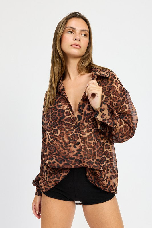 ANIMAL PRINT OVERSIZED SHIRT-Charmful Clothing Boutique