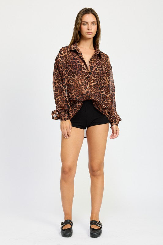 ANIMAL PRINT OVERSIZED SHIRT-Charmful Clothing Boutique