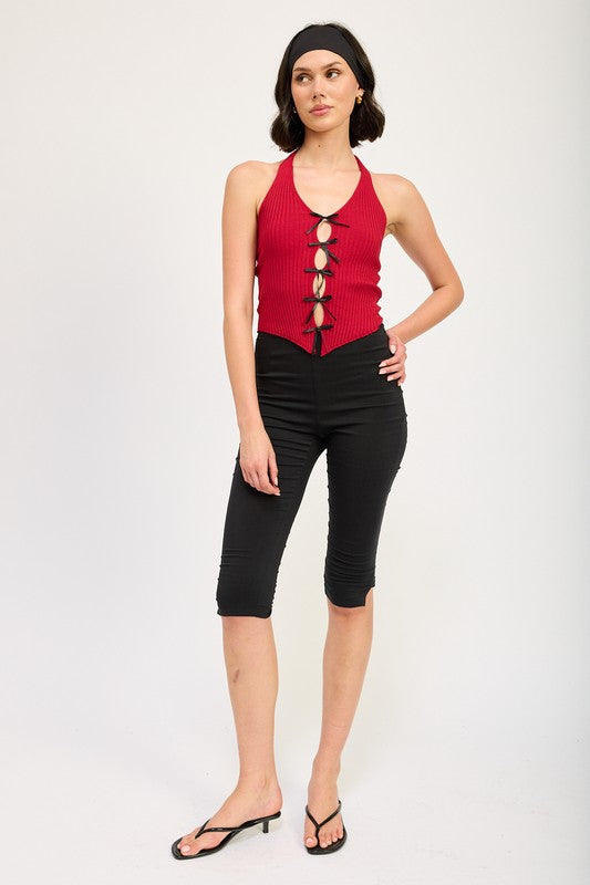 HALTER NECK TO WITH BOW DETAILS-Charmful Clothing Boutique