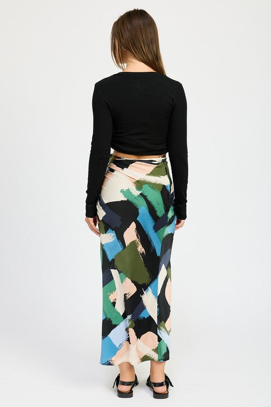 SIDE RUCHED MIDI SKIRT-Charmful Clothing Boutique