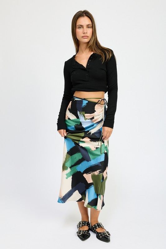 SIDE RUCHED MIDI SKIRT-Charmful Clothing Boutique