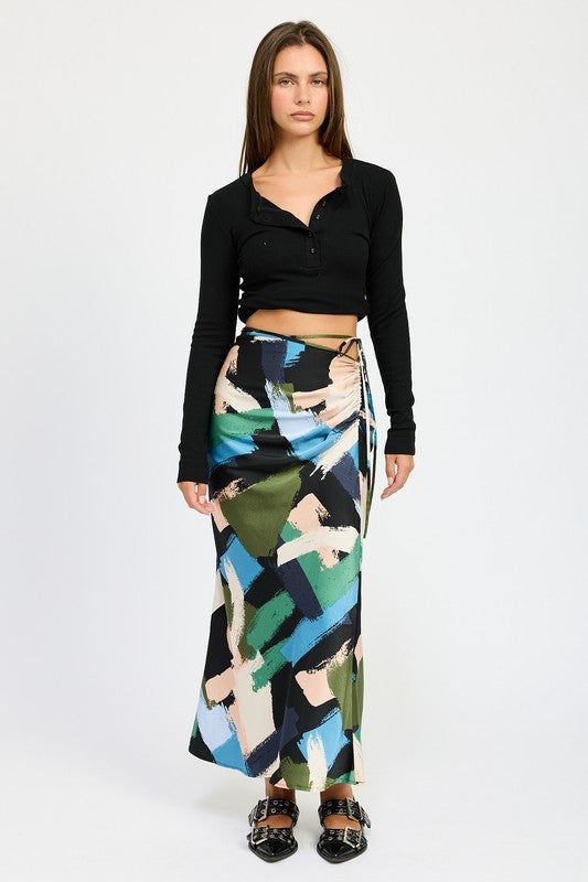 SIDE RUCHED MIDI SKIRT-Charmful Clothing Boutique