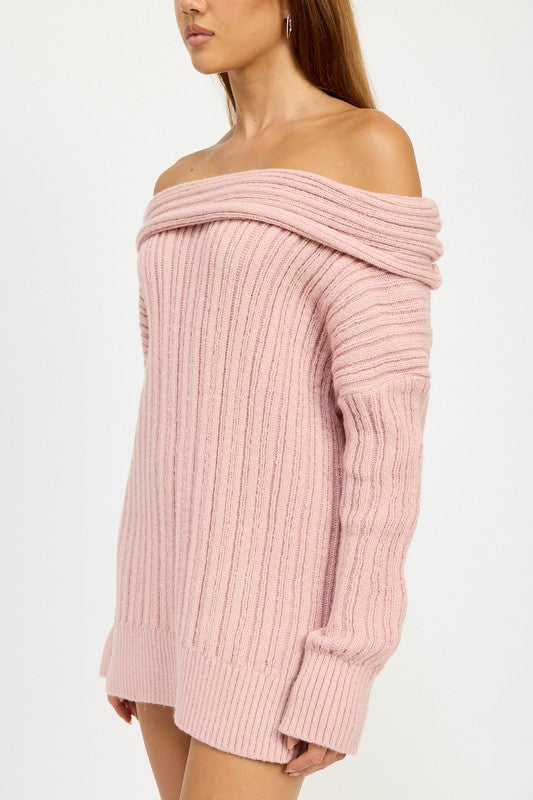 OVERSIZED OFF SHOULDER SWEATER-Charmful Clothing Boutique