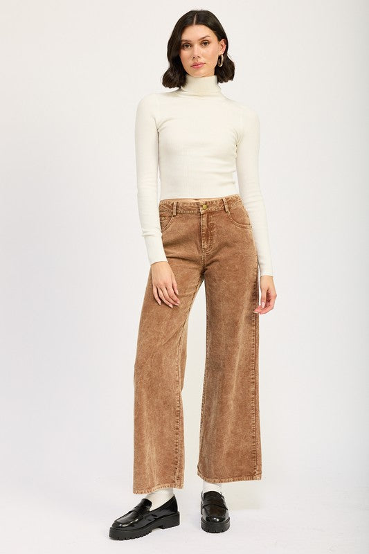 DISTRASSED CORDUROY PANTS-Charmful Clothing Boutique