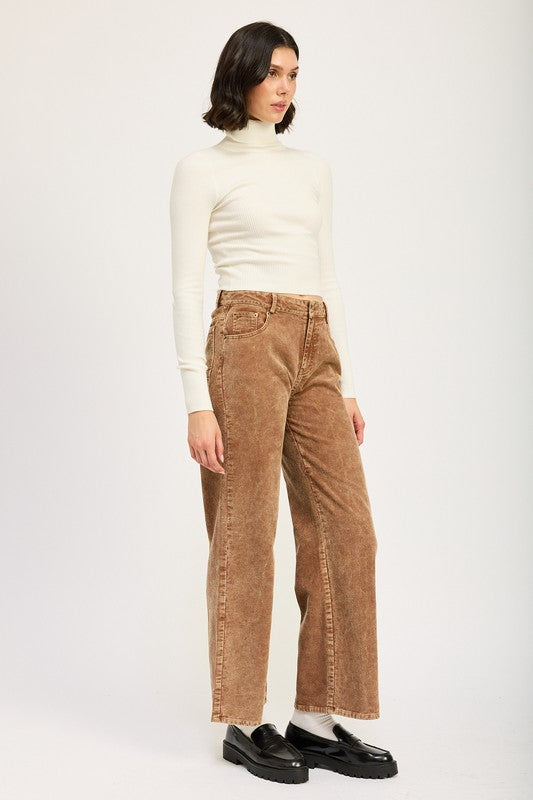 DISTRASSED CORDUROY PANTS-Charmful Clothing Boutique