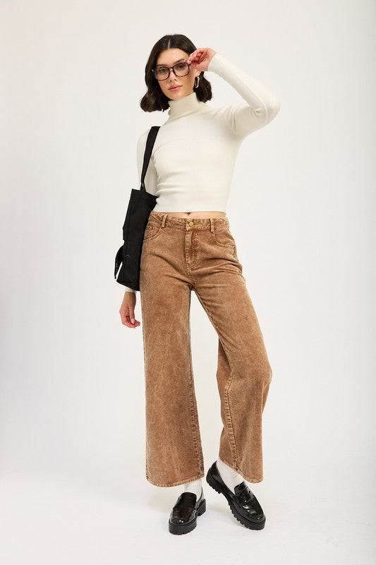 DISTRASSED CORDUROY PANTS-Charmful Clothing Boutique