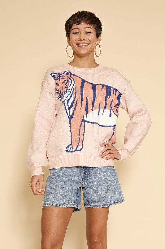 Tiger knit sweater-Charmful Clothing Boutique