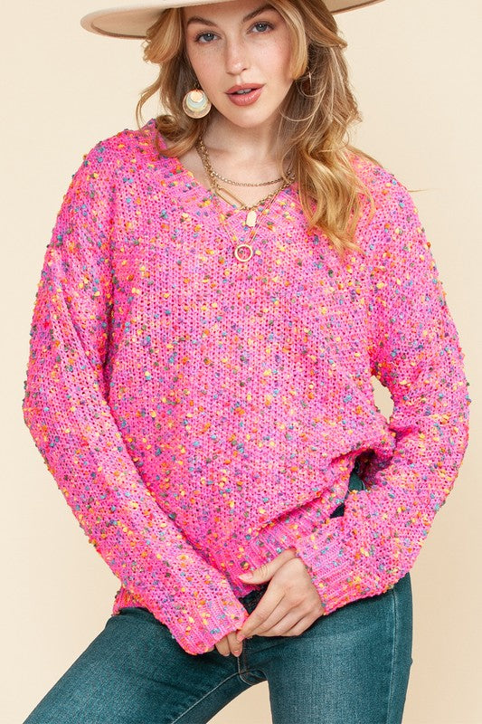 Mixed Color Chunky Knit Sweater-Charmful Clothing Boutique