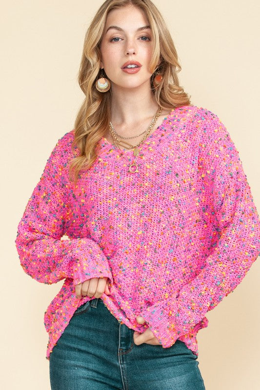 Mixed Color Chunky Knit Sweater-Charmful Clothing Boutique