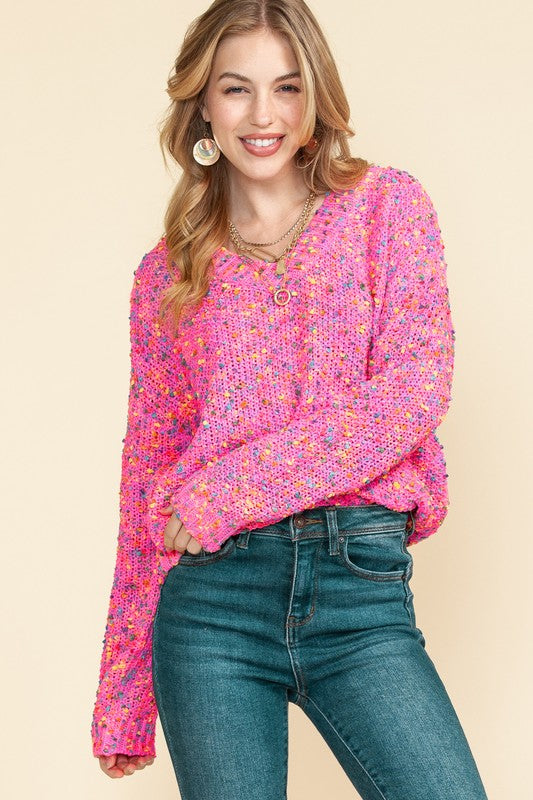 Mixed Color Chunky Knit Sweater-Charmful Clothing Boutique