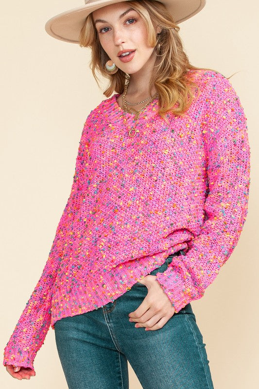 Mixed Color Chunky Knit Sweater-Charmful Clothing Boutique