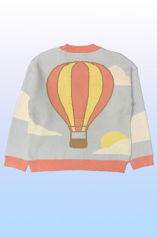 Hot air balloon knit cardigan-Charmful Clothing Boutique