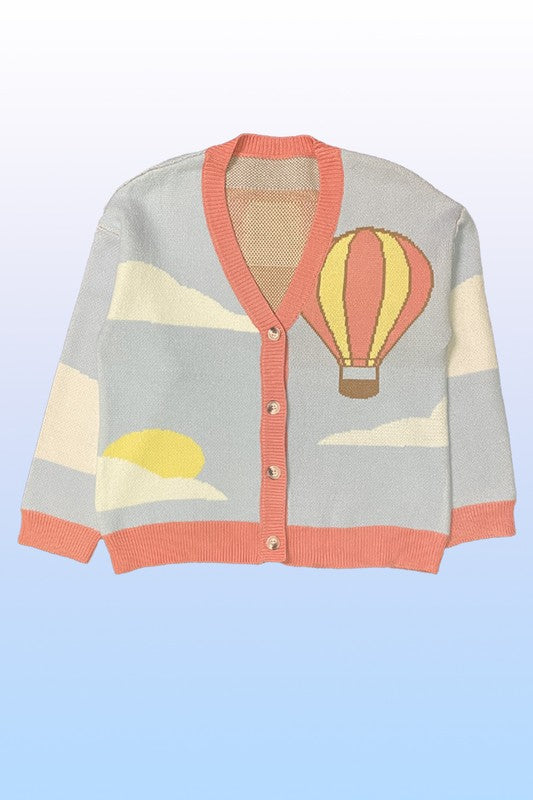 Hot air balloon knit cardigan-Charmful Clothing Boutique