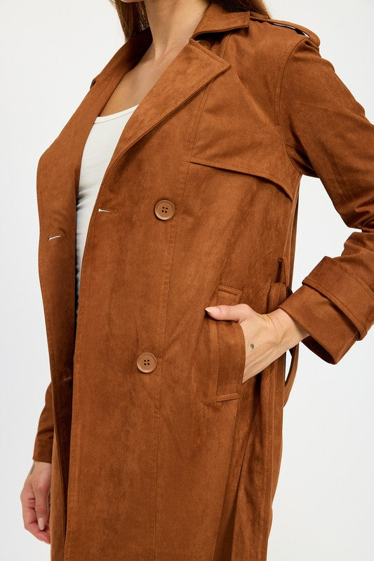 SUEDE TRENCH COAT-Charmful Clothing Boutique