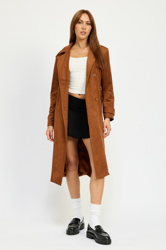 SUEDE TRENCH COAT-Charmful Clothing Boutique