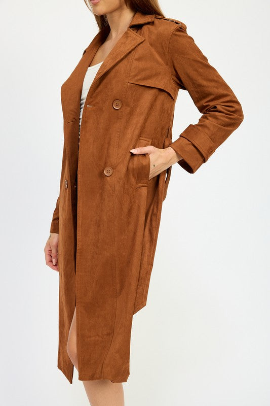 SUEDE TRENCH COAT-Charmful Clothing Boutique