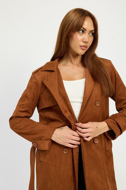 SUEDE TRENCH COAT-Charmful Clothing Boutique